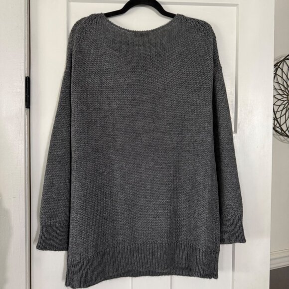 Lafayette 148 New York Gray Cashmere / Silk Blend Knit Boatneck Sweater Sz Large - Picture 4 of 7